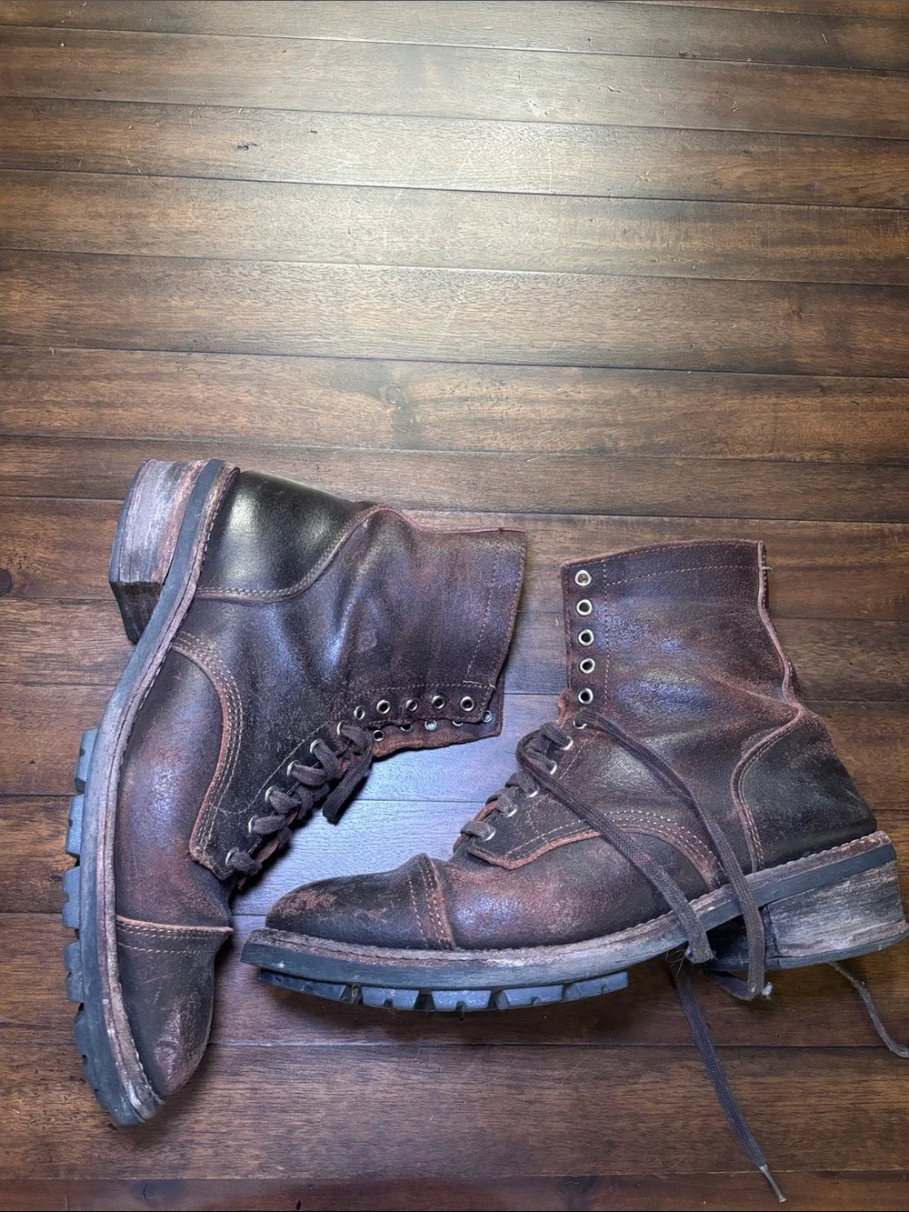 Thursday Boot Company Distressed Brown Leather Lace-Up Boots